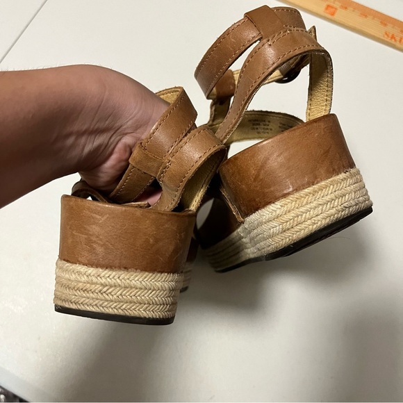 Olukai Hi’ona Leather Platform Sandals Wedges Shoes Brown Size 7 - Picture 6 of 9